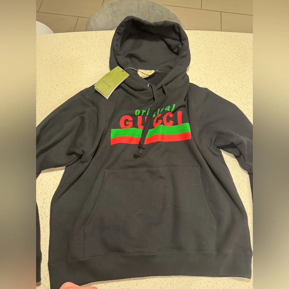 Gucci Adult Medium Web Accent Graphic Print Hoodie NWT - Picture 1 of 9